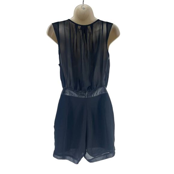 Silence+Noise UO Faux Wrap Chiffon Belted Romper Black Size 2 - Picture 6 of 9
